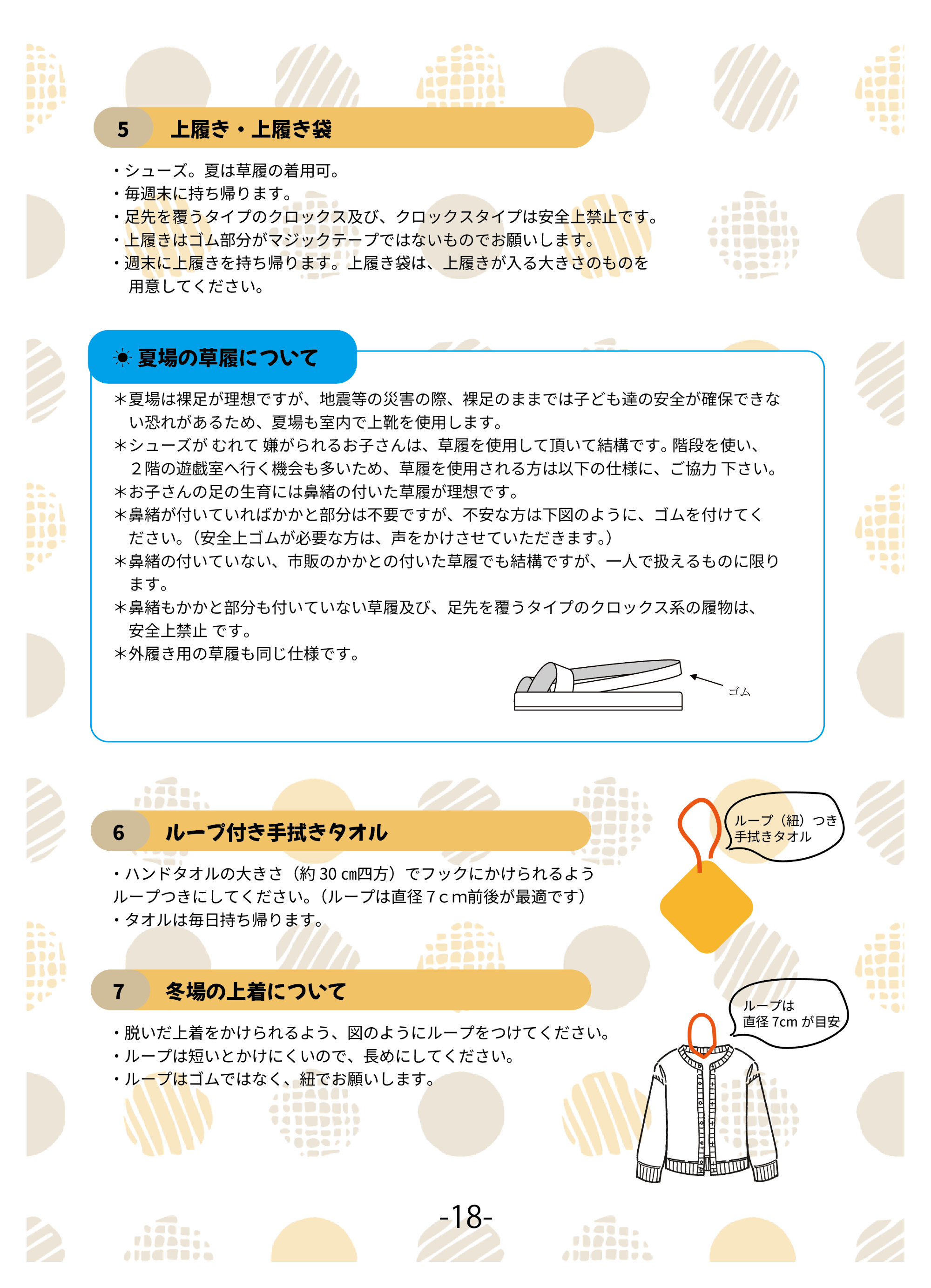 入園までに用意していただくもの